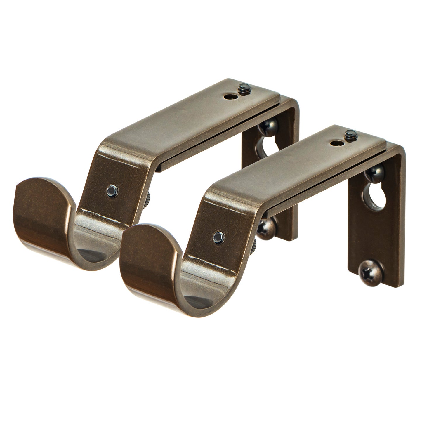 Adjustable Brackets for 1 or 7/8 Inch Curtain Rod, Set of 2, Bronze
