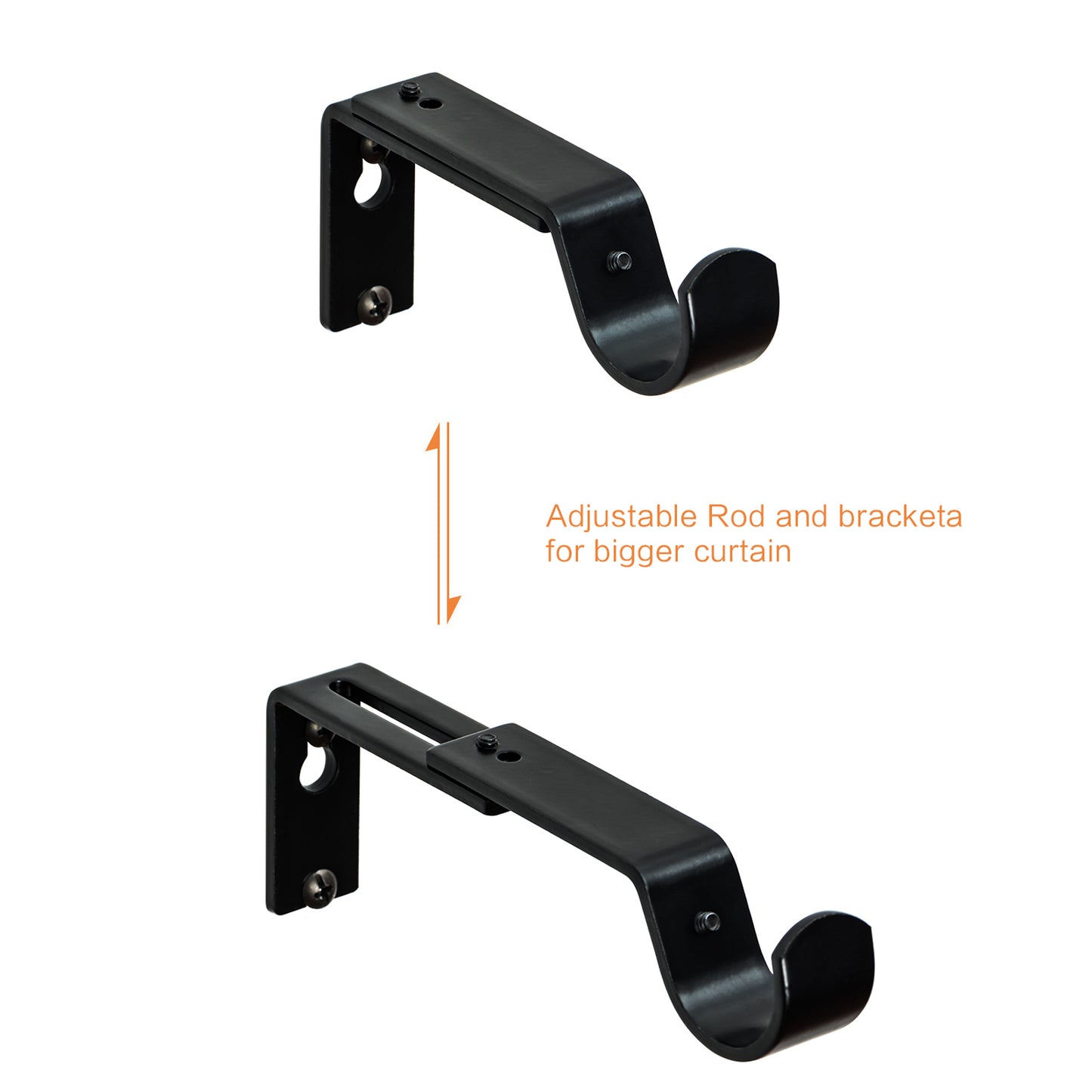 Adjustable Brackets for 1 or 7/8 Inch Curtain Rod, Set of 2, Bronze