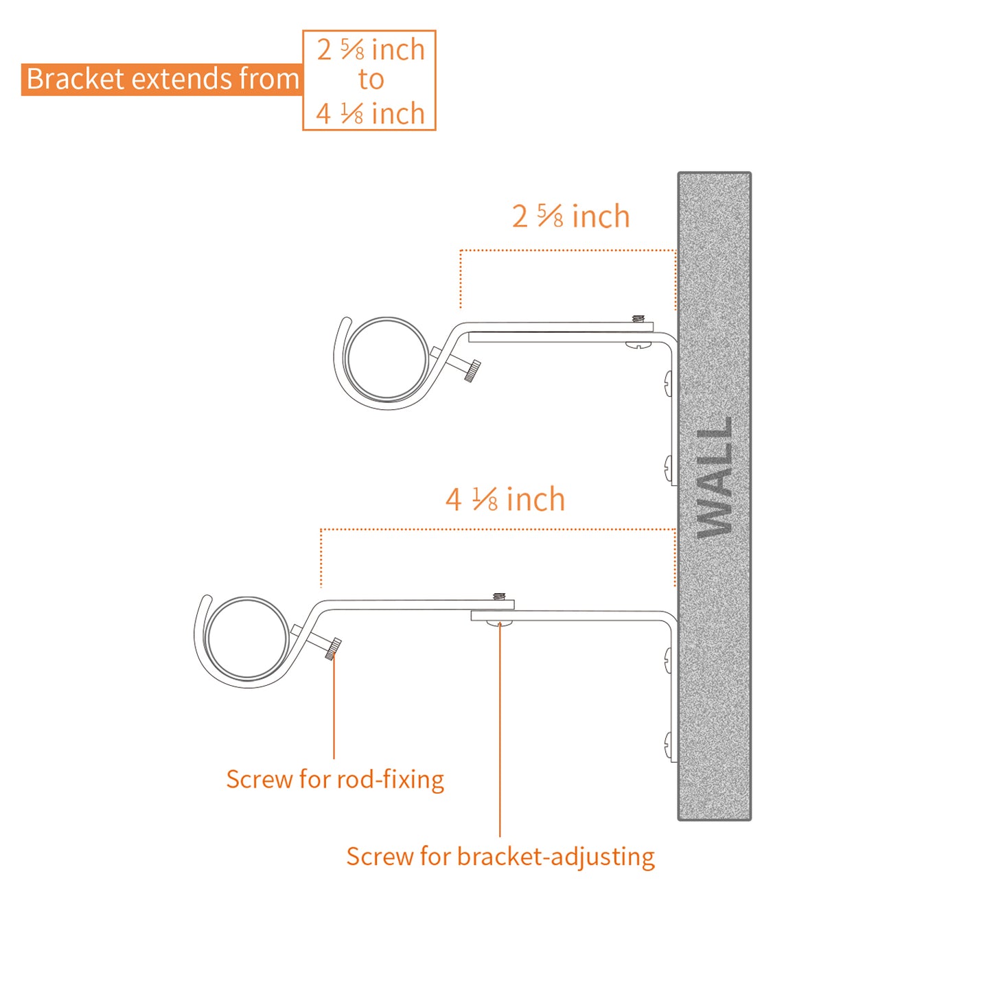 Adjustable Brackets for 1 or 7/8 Inch Curtain Rod, Set of 2, Bronze