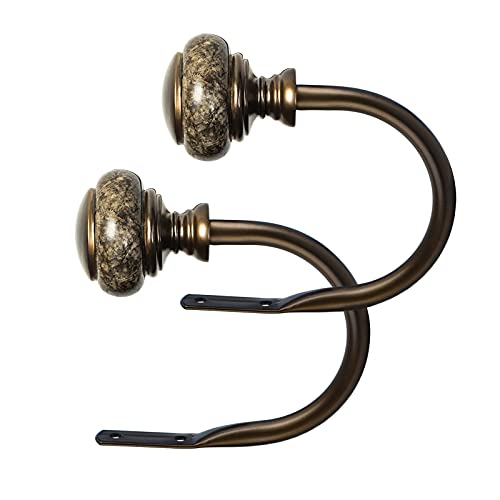 Window Curtain Holdbacks, Marbled Finials, Antique Bronze(1 Pair/2 Pack)