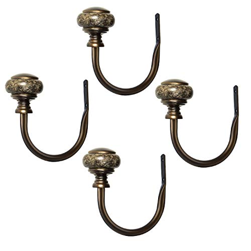 Window Curtain Holdbacks, Marbled Finials, Antique Bronze(1 Pair/2 Pack)