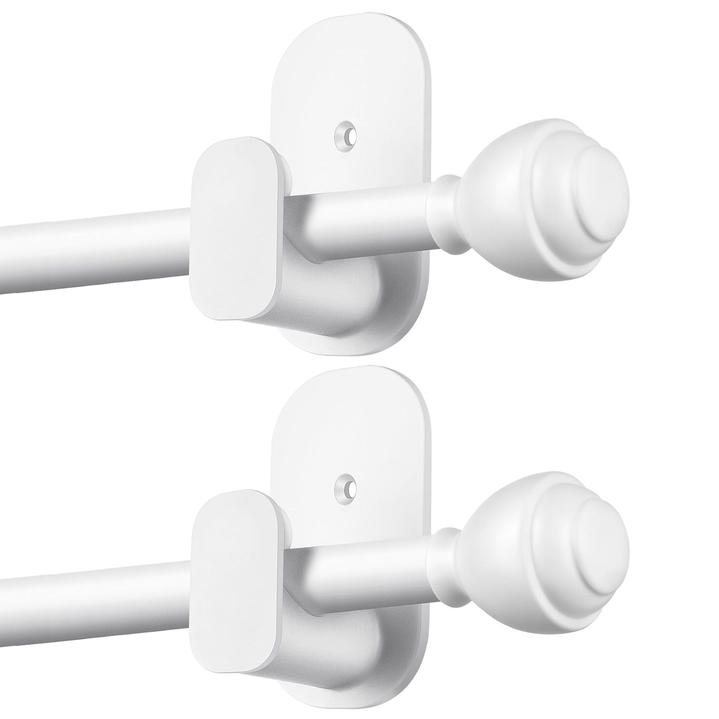 KAMANINA Curtain Rods No Drilling for Windows 32 to 86 Inches White | 5/8 Inch Diameter, Renter Friendly, Adjustable Curtain Rod for Door, 3M Adhesive Bracket No Drill, No Screw, Easy Install