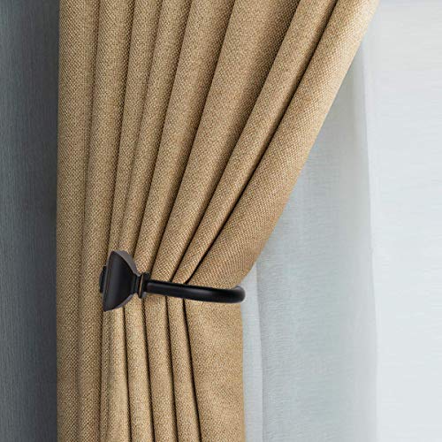 Window Curtain Holdbacks, Vintage Square Finial, Black(1 Pair/2 Pack)