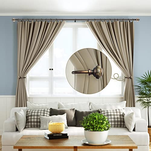 Window Curtain Holdbacks, Marbled Finials, Antique Bronze(1 Pair/2 Pack)