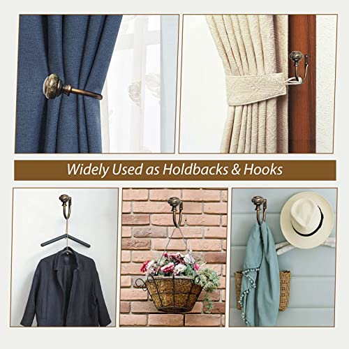 Window Curtain Holdbacks, Marbled Finials, Antique Bronze(1 Pair/2 Pack)