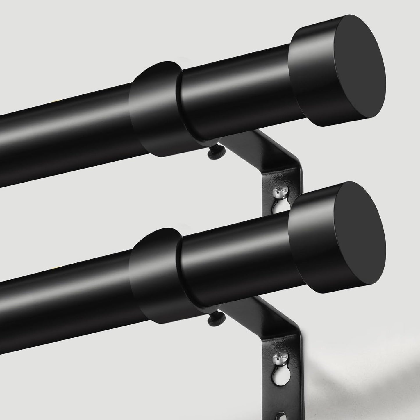 KAMANINA Black Curtain Rods 32 to 144 Inch (2.6-12 Feet), 1 Inch Heavy Duty Curtain Rods for Windows, Modern Adjustable Drapery Rods with End Cap (32"-144")
