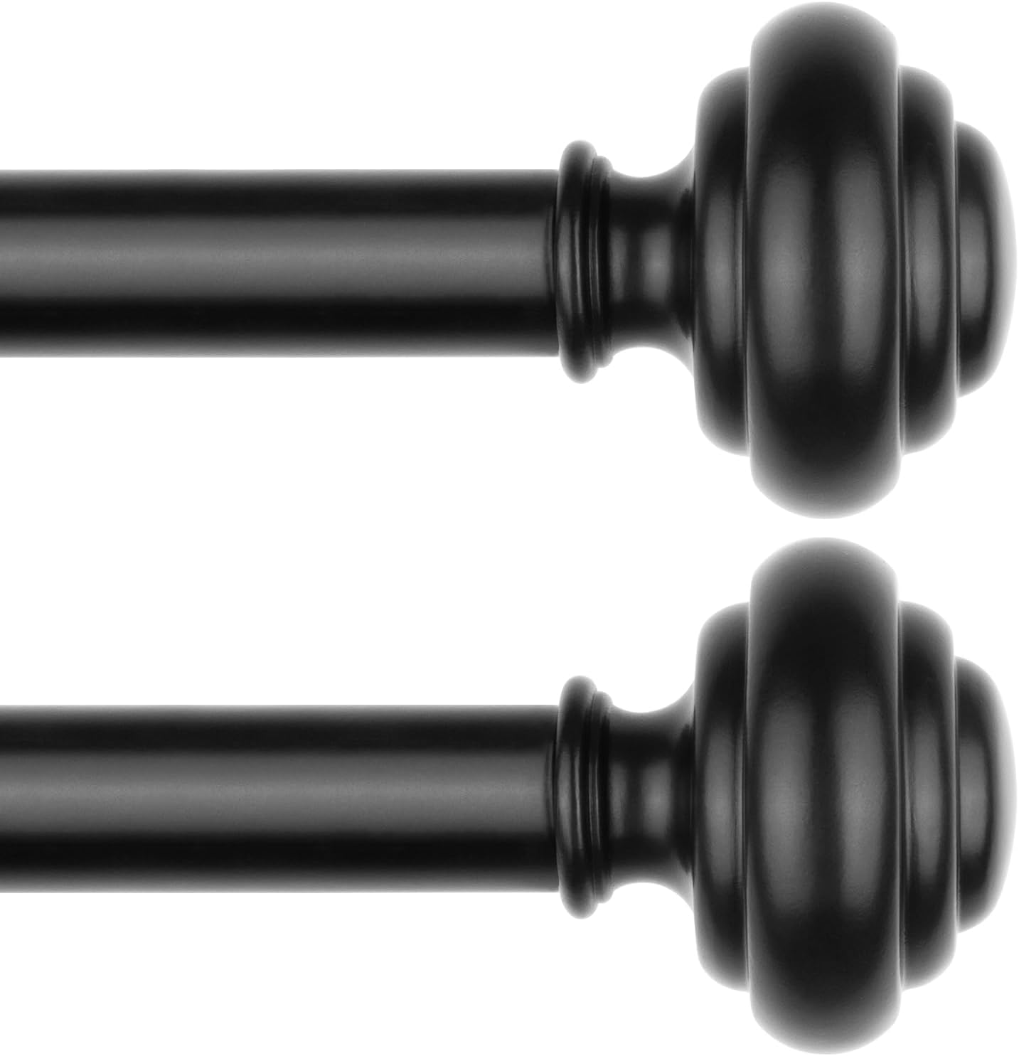 KAMANINA Curtain Rods for Windows 48 to 84 Inches (4-7ft) Heavy Duty Curtain Rods, 7/8 Inch Adjustable Decorative Drapery Rods Set with Modern Finials, Black