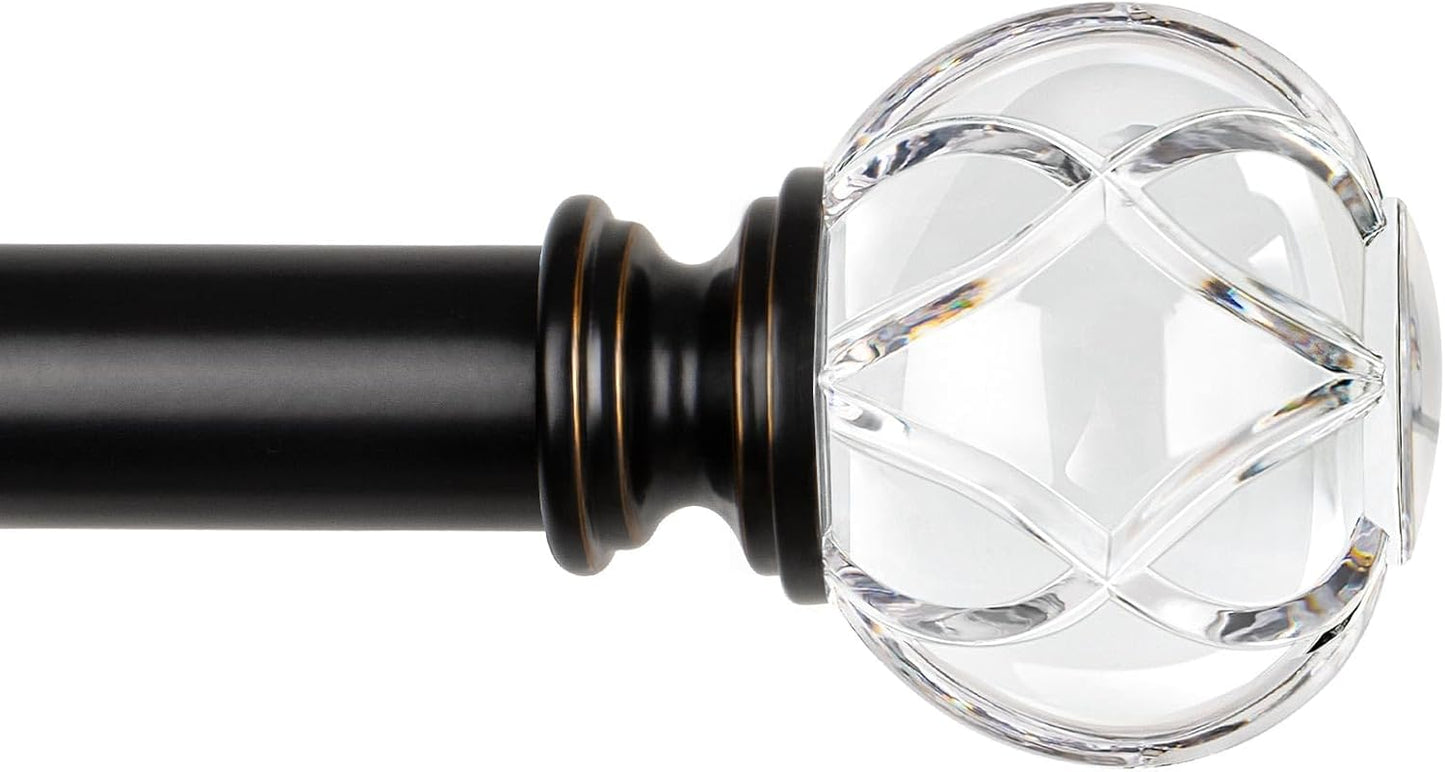 KAMANINA 1 Inch Curtain Rods 32 to 58 Inches (2.6-4.8 Feet) Telescoping Silver Curtain Rod for Windows, Decorative Drapery Rod with Crystal Netted Texture Ends
