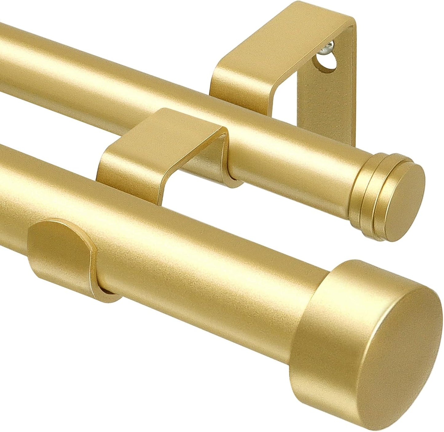 KAMANINA 1 Inch Double Curtain Rods 66 to 120 Inches (5.5-10 Feet), Heavy Duty Adjustable Double Curtain Rod for Windows, Black Drapery Rods with End Caps