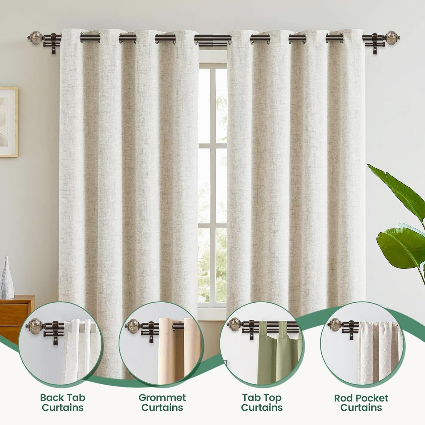KAMANINA Bronze Double Curtain Rod 72 to 144 Inches (6-12ft), 1 Inch Telescoping Curtain Rods for Windows, Long Dual Curtain Rods with Marbled Finials