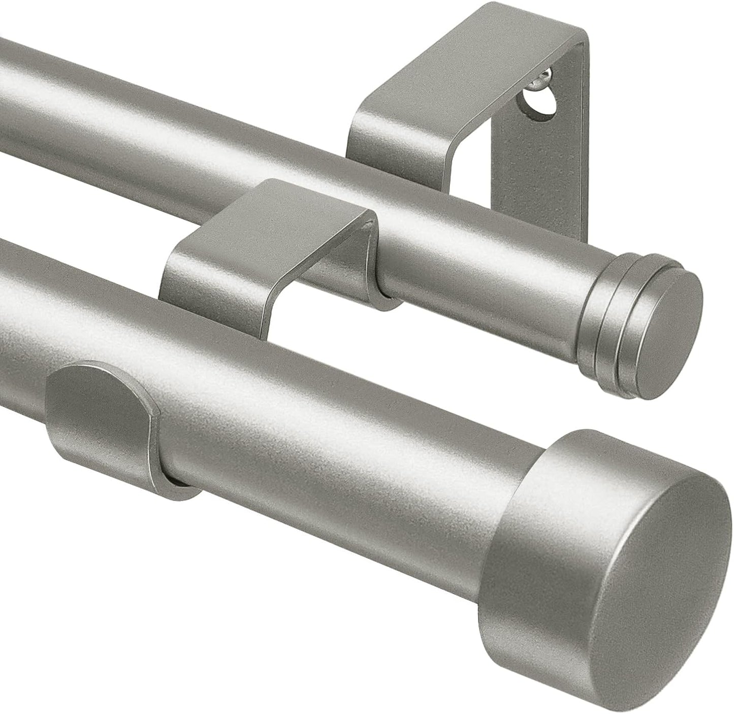 KAMANINA 1 Inch Double Curtain Rods 66 to 120 Inches (5.5-10 Feet), Heavy Duty Adjustable Double Curtain Rod for Windows, Black Drapery Rods with End Caps
