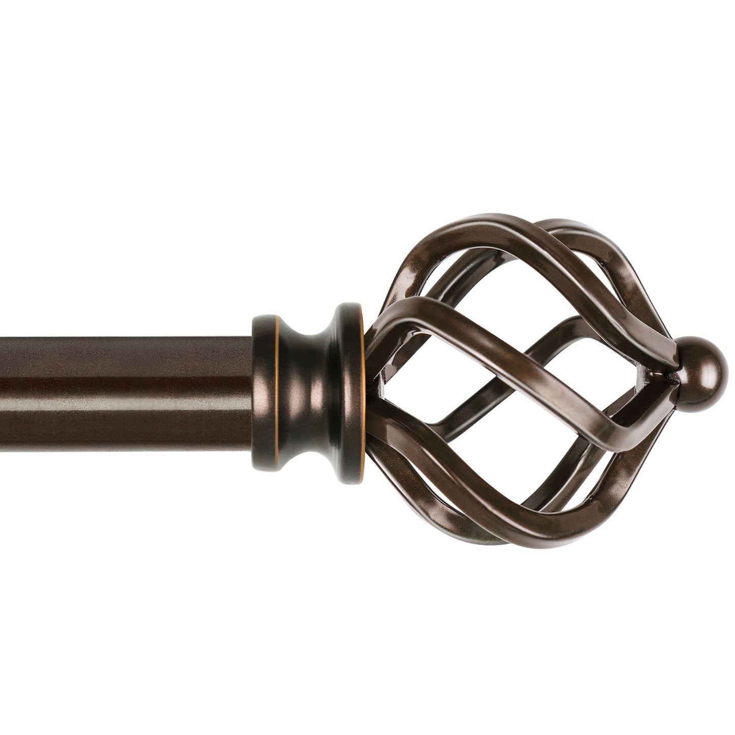 KAMANINA 3/4" Adjustable Single Curtain Rod with Twist Cage Finial