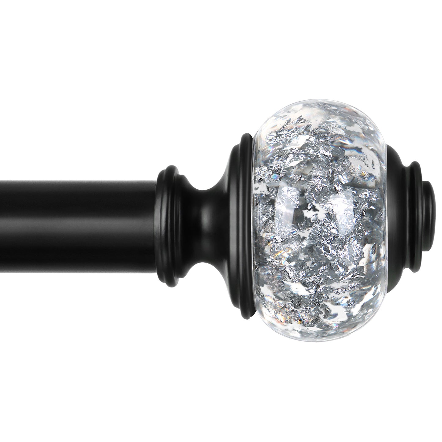 KAMANINA 7/8" Adjustable Single Curtain Rod with Translucent Finial