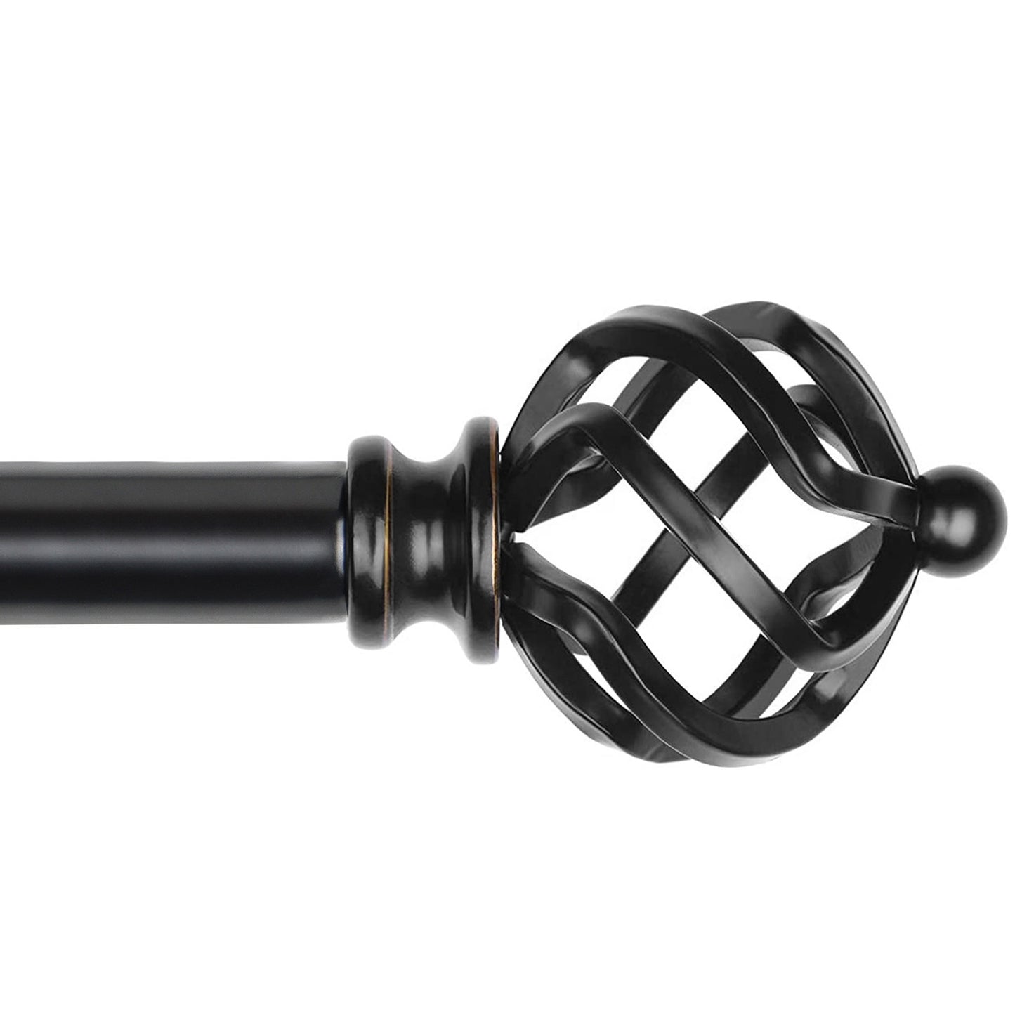 KAMANINA 3/4" Adjustable Single Curtain Rod with Twist Cage Finial