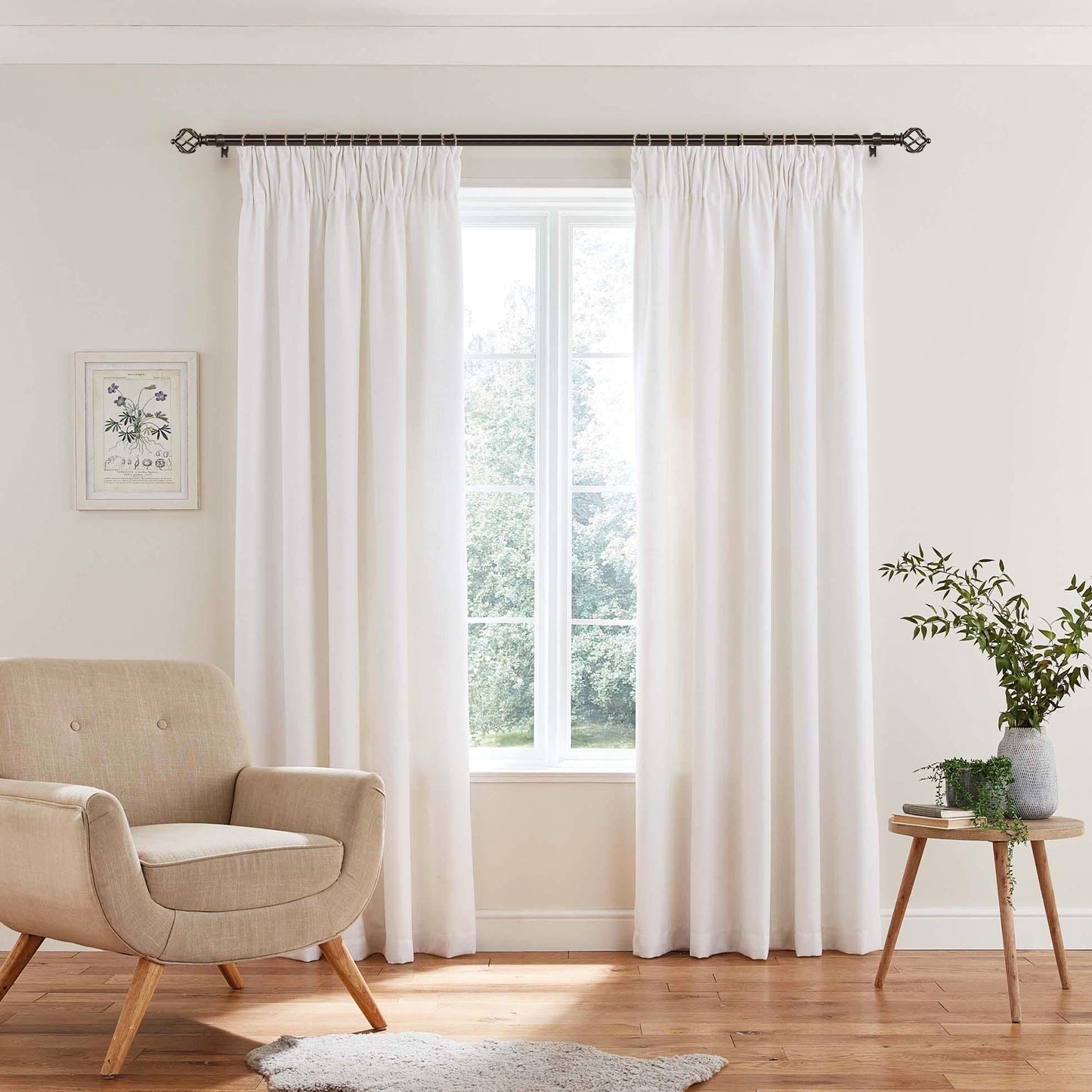 KAMANINA 3/4" Adjustable Single Curtain Rod with Twist Cage Finial