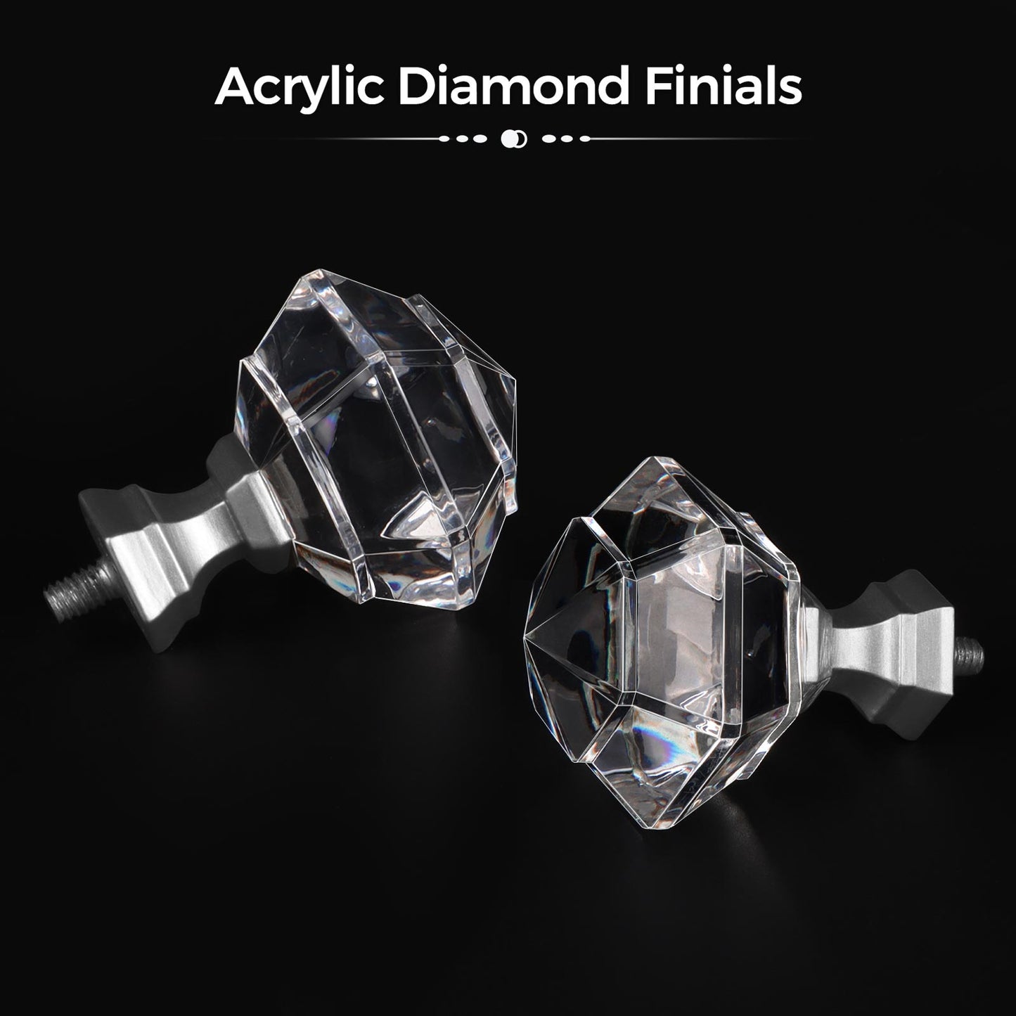 KAMANINA 3/4" Single Curtain Rod with Acrylic Diamond Finial
