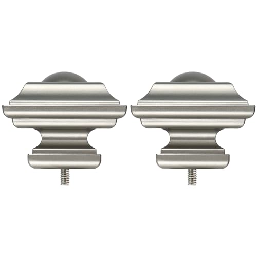 Square Replacement Finials for 1 and 7/8 Inch Curtain rods, M6 Screw Rod Finials, Set of 2,Bronze/Silver/Black