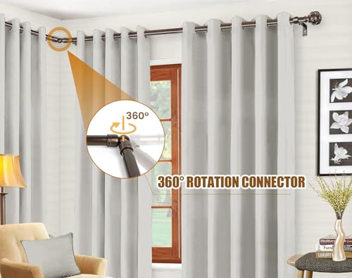 KAMANINA Bay Window Curtain Rods, Telescoping Curtain Rods for Bay Windows 32 to 86 Inch(Center Rod), Bronze Curtain Rod 32 to 58 Inch(Side Rods), Netted Texture Ends