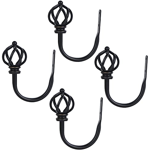 Drapery Holdbacks Twisted Cage Finials, Black(1 Pair/2 Pack)