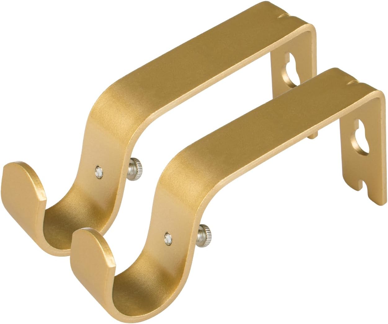 KAMANINA Heavy Duty Double Curtain Rod Bracket for 1 and 3/4 Inch Curtain Rods, Double Curtains Rods Holder, Set of 2, Ivory White