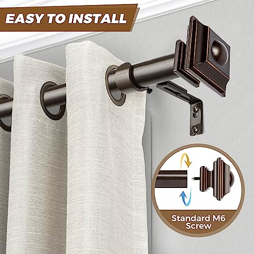 Square Replacement Finials for 1 and 7/8 Inch Curtain rods, M6 Screw Rod Finials, Set of 2,Bronze/Silver/Black