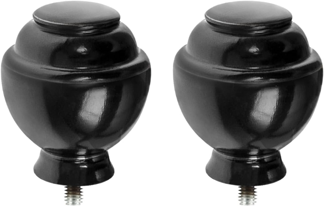 KAMANINA Round Replacement Finials for 3/4 or 5/8 Inch Curtain Rods, Antique Bronze Drapery Rod Finials with M6 Standard Screws, Set of 2
