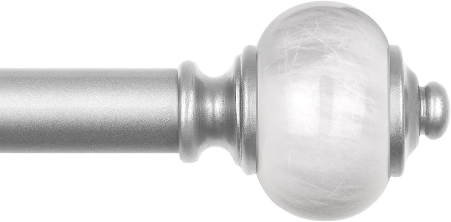 KAMANINA 1 Inch Curtain Rods 32 to 58 Inches (2.6-4.8ft), Antique Bronze Single Curtain Rod for Windows, Decorative Drapery Rod with Marble End