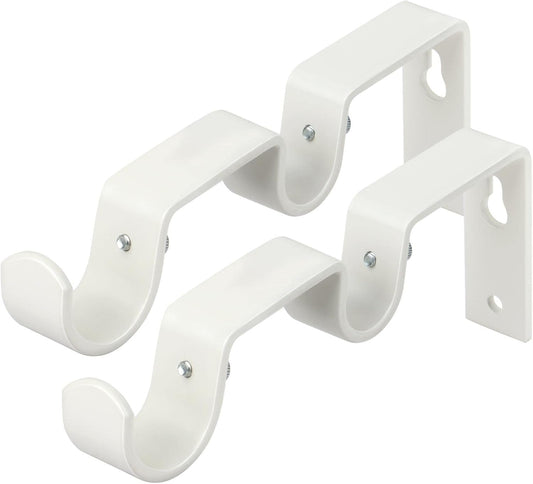 KAMANINA Heavy Duty Double Curtain Rod Bracket for 1 and 3/4 Inch Curtain Rods, Double Curtains Rods Holder, Set of 2, Ivory White