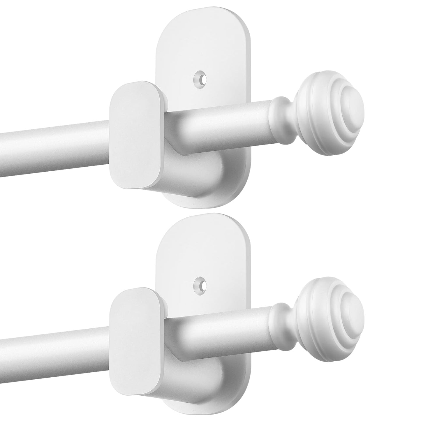KAMANINA Curtain Rods No Drilling for Windows 32 to 86 Inches, Black | Renter Friendly, Easy Tool-Free Install, 5/8" Adjustable Drapery Rod, for Apartment, Dorm, Door, RVs, 3M Adhesive Brackets