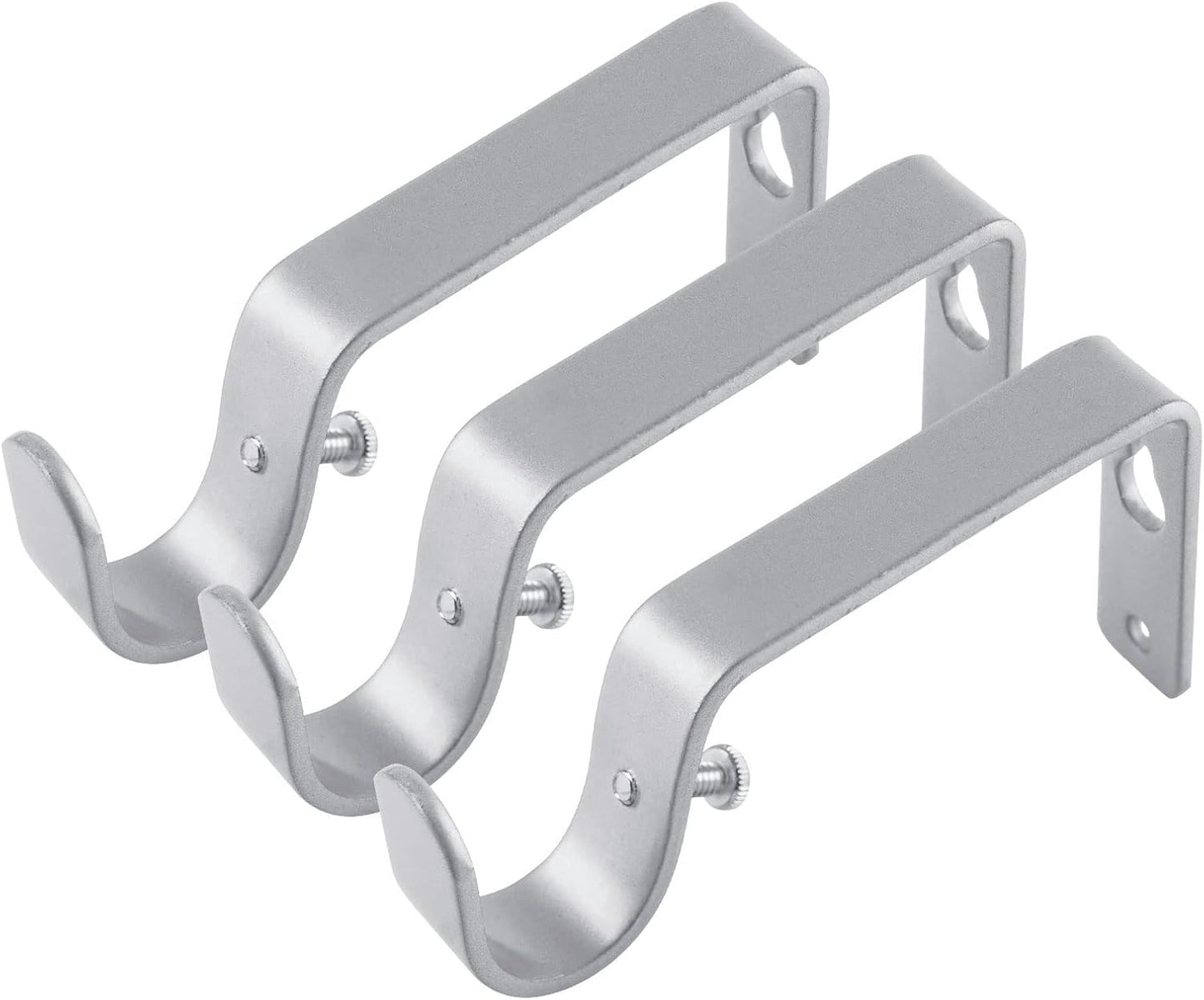 KAMANINA Heavy Duty Double Curtain Rod Bracket for 1 and 3/4 Inch Curtain Rods, Double Curtains Rods Holder, Set of 2, Ivory White