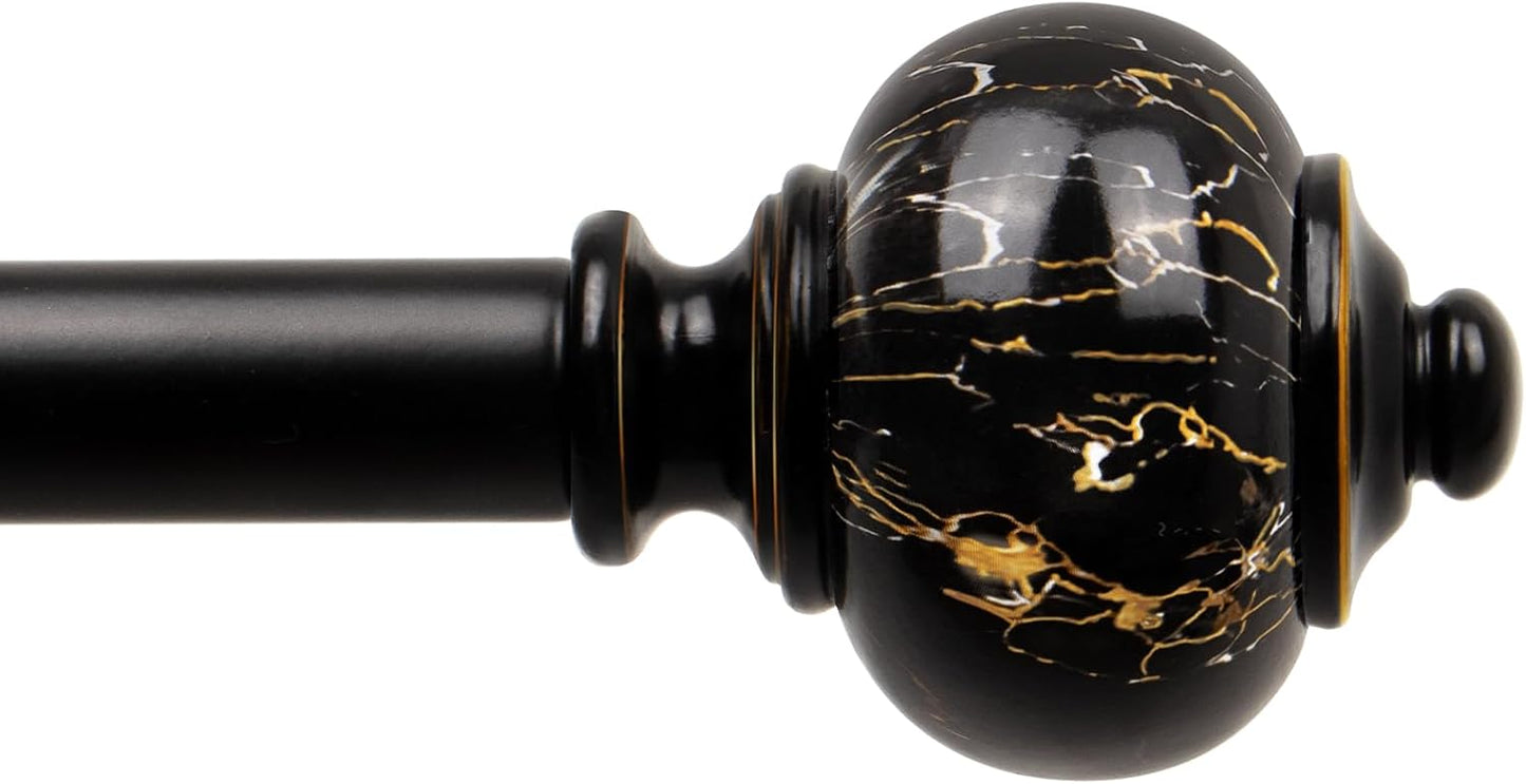 KAMANINA 1 Inch Curtain Rods 32 to 58 Inches (2.6-4.8ft), Antique Bronze Single Curtain Rod for Windows, Decorative Drapery Rod with Marble End