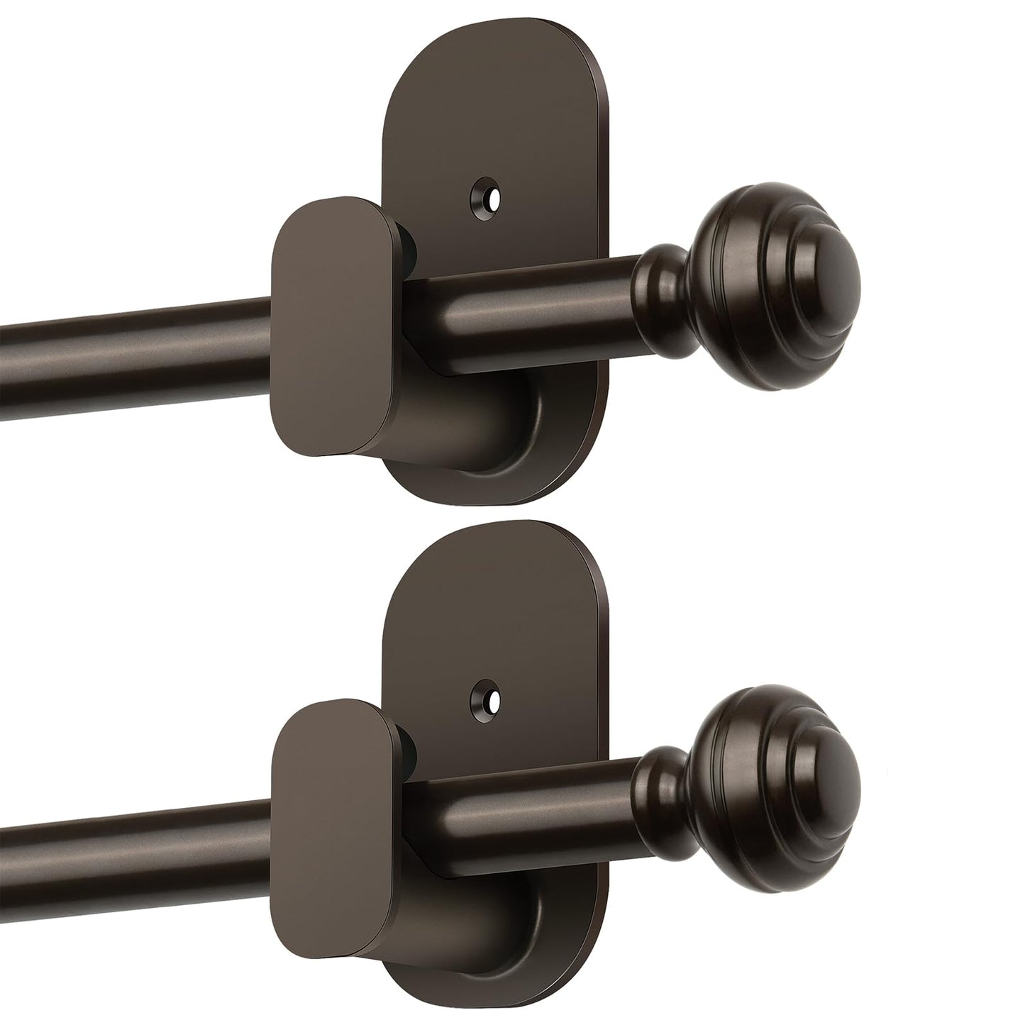 KAMANINA Curtain Rods No Drilling for Windows 32 to 86 Inches, Black | Renter Friendly, Easy Tool-Free Install, 5/8" Adjustable Drapery Rod, for Apartment, Dorm, Door, RVs, 3M Adhesive Brackets