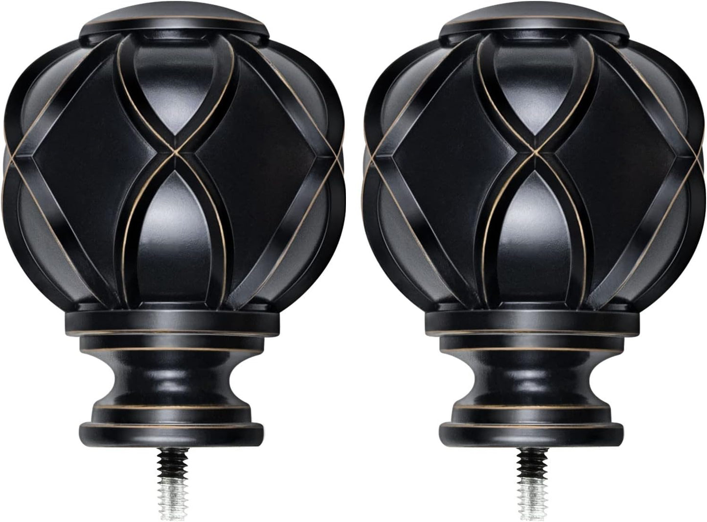 KAMANINA Netted Texture Replacement Finials for 1 or 7/8 Inch Curtain rods, M6 Screw Rod Finials, Bronze, 2pcs