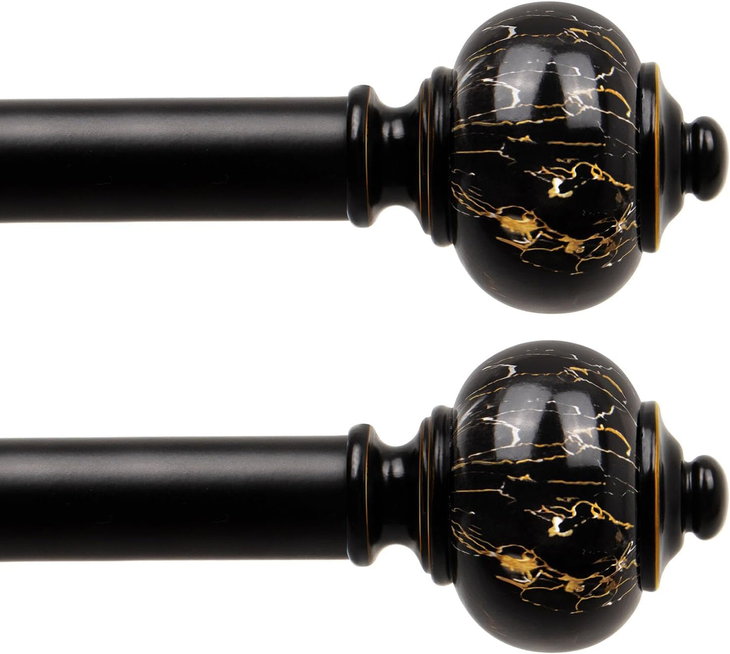 KAMANINA 1 Inch Curtain Rods 32 to 58 Inches (2.6-4.8ft), Antique Bronze Single Curtain Rod for Windows, Decorative Drapery Rod with Marble End
