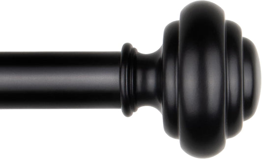 KAMANINA Curtain Rods for Windows 48 to 84 Inches (4-7ft) Heavy Duty Curtain Rods, 7/8 Inch Adjustable Decorative Drapery Rods Set with Modern Finials, Black