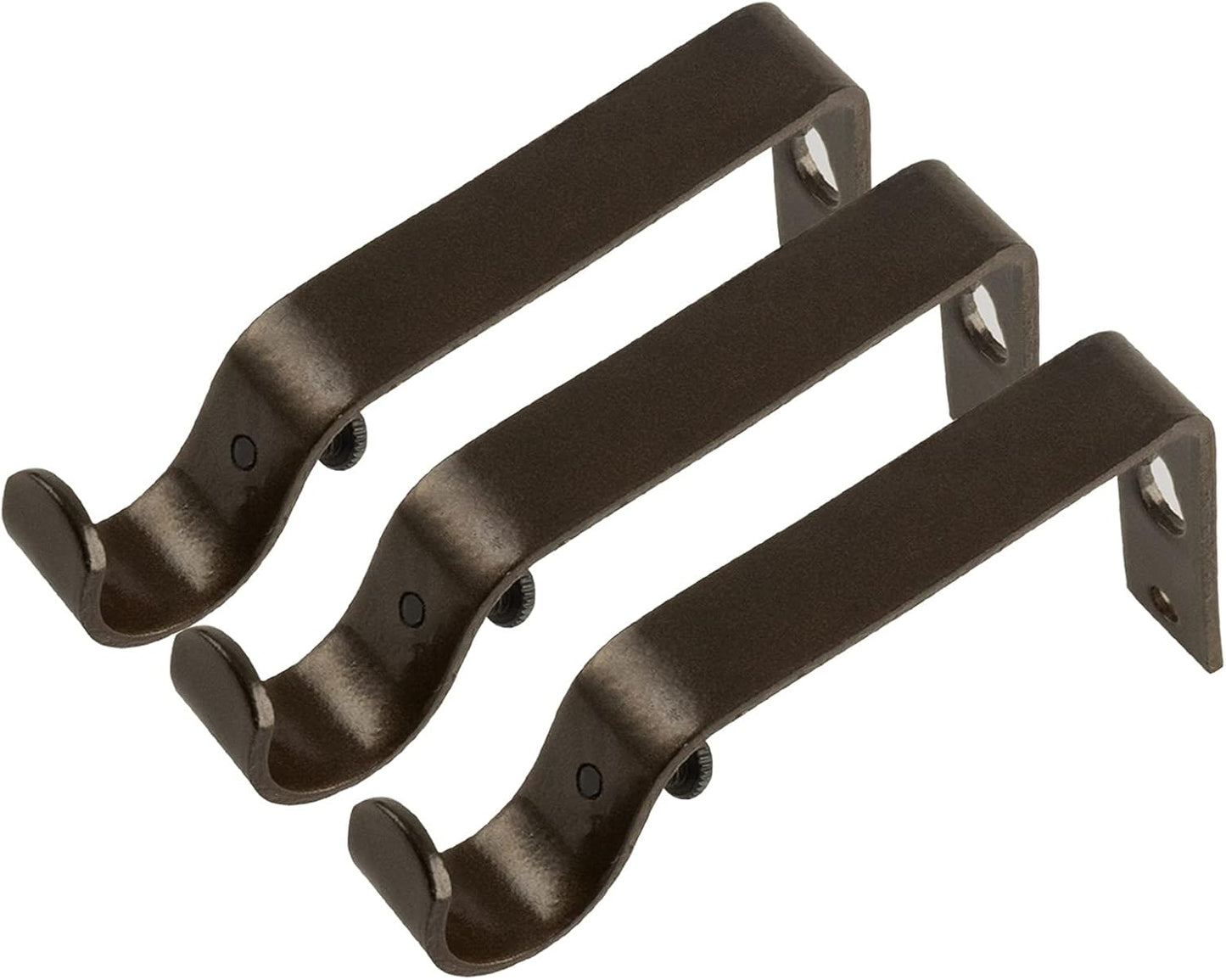 KAMANINA Heavy Duty Double Curtain Rod Bracket for 1 and 3/4 Inch Curtain Rods, Double Curtains Rods Holder, Set of 2, Ivory White