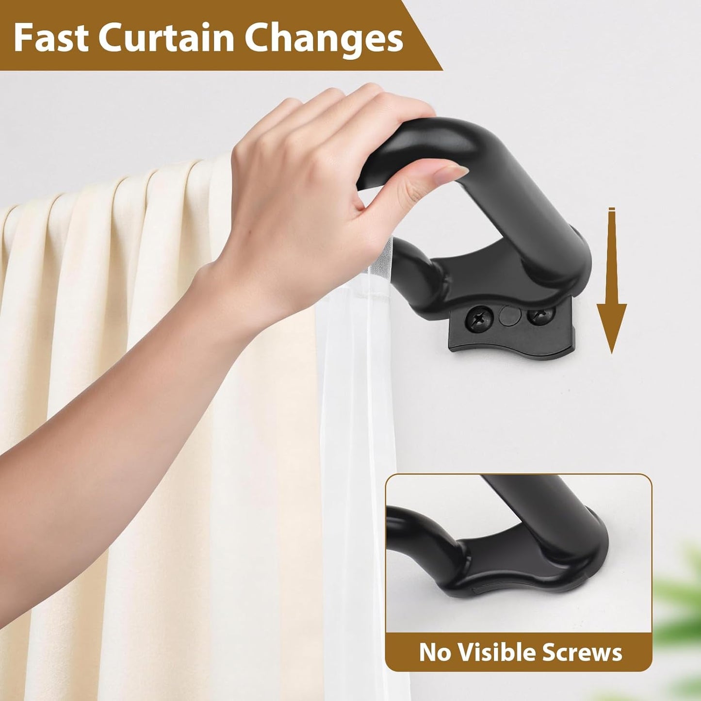 KAMANINA Double Curtain Rod 32 to 58 Inch, Black Wrap Around Drapery Rods | Adjustable Blackout Curtain Rods for Windows 20 to 54 Inch, Decorative for Room Darkening Curtains, Easy Installation