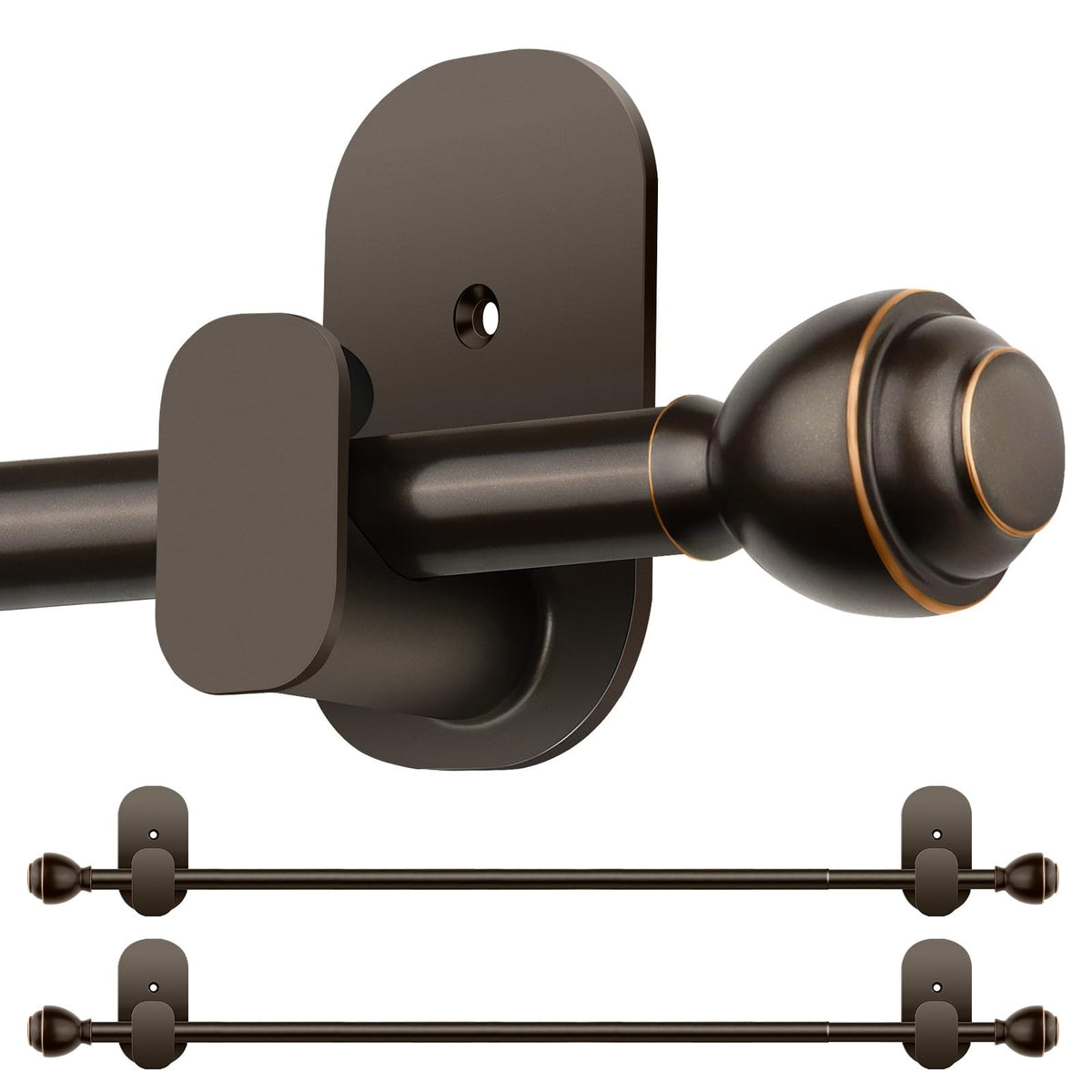 KAMANINA Curtain Rods No Drilling for Renter, 16-30 Inches, Bronze