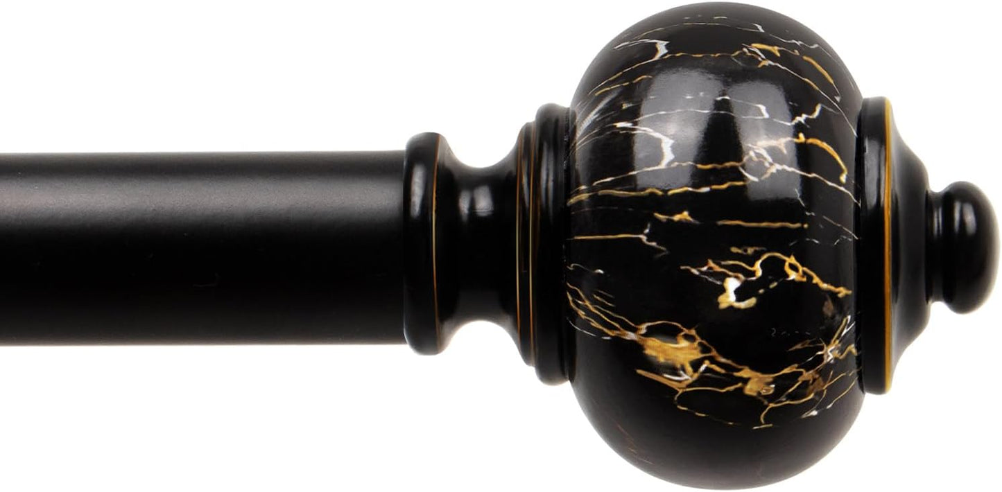 KAMANINA 1 Inch Curtain Rods 32 to 58 Inches (2.6-4.8ft), Antique Bronze Single Curtain Rod for Windows, Decorative Drapery Rod with Marble End