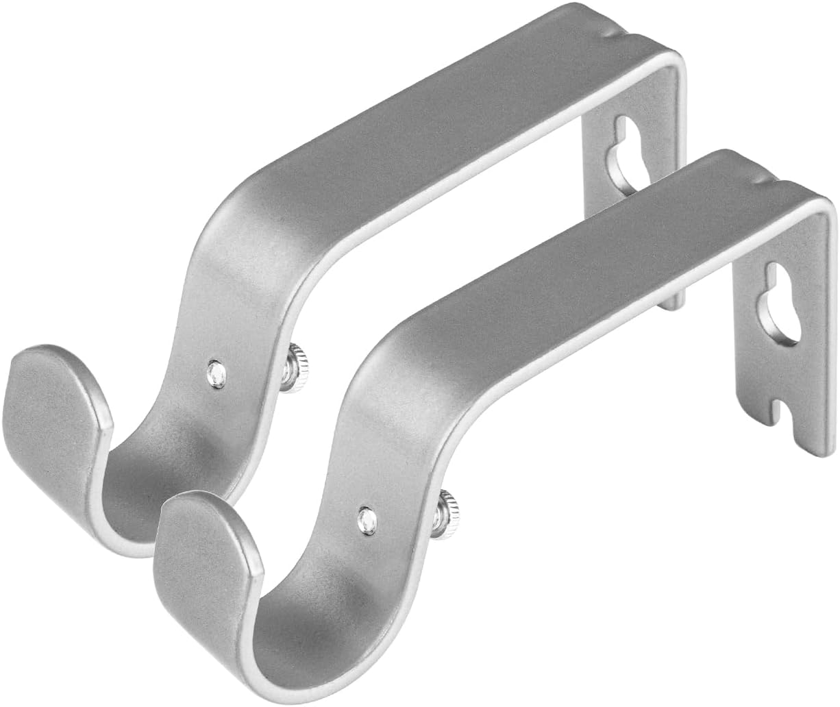 KAMANINA Heavy Duty Double Curtain Rod Bracket for 1 and 3/4 Inch Curtain Rods, Double Curtains Rods Holder, Set of 2, Ivory White