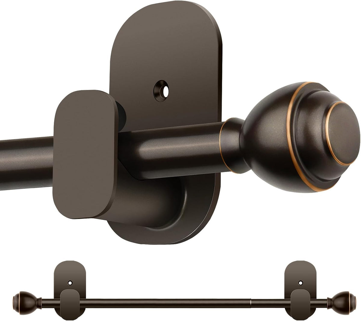 KAMANINA Curtain Rods No Drilling for Renter, 16-30 Inches, Bronze
