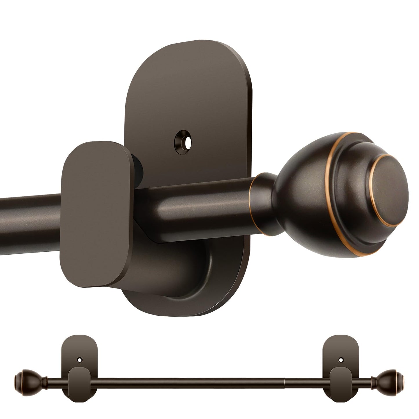 KAMANINA Curtain Rods No Drilling for Windows 32 to 86 Inches White | 5/8 Inch Diameter, Renter Friendly, Adjustable Curtain Rod for Door, 3M Adhesive Bracket No Drill, No Screw, Easy Install