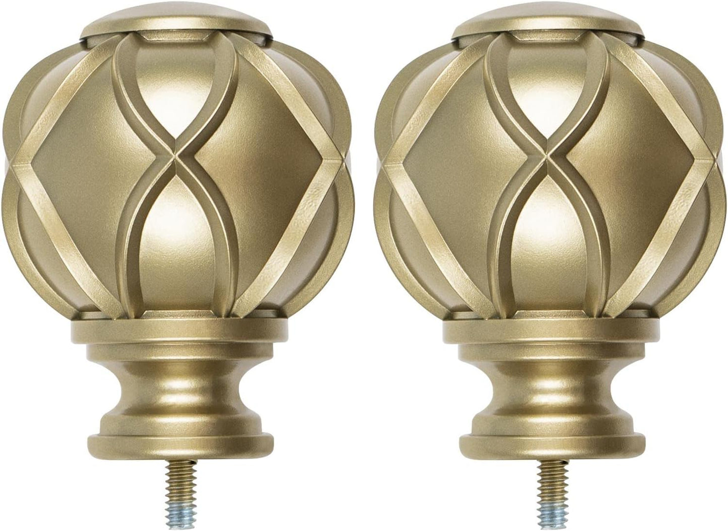 KAMANINA Netted Texture Replacement Finials for 1 or 7/8 Inch Curtain rods, M6 Screw Rod Finials, Bronze, 2pcs