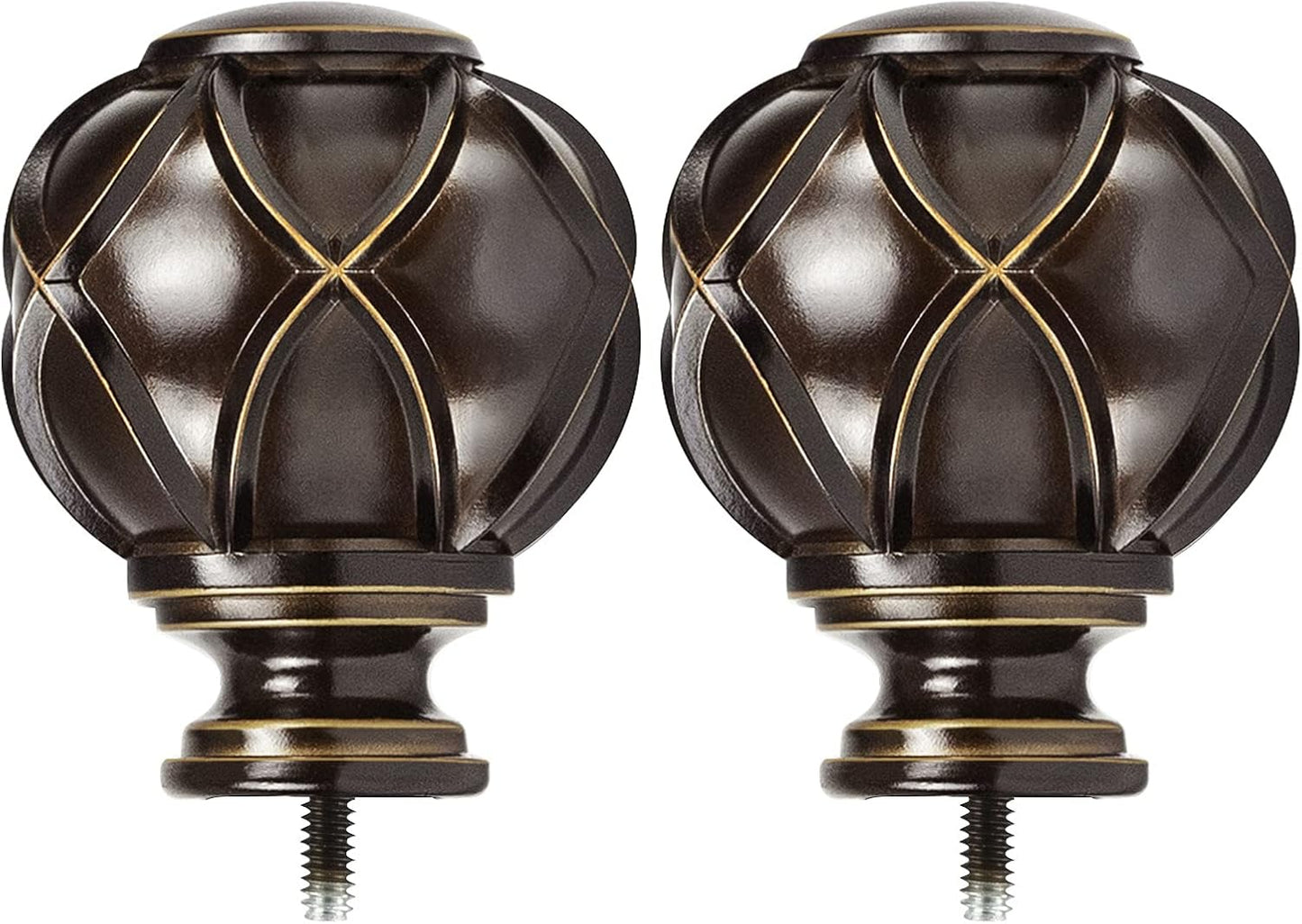 KAMANINA Netted Texture Replacement Finials for 1 or 7/8 Inch Curtain rods, M6 Screw Rod Finials, Bronze, 2pcs
