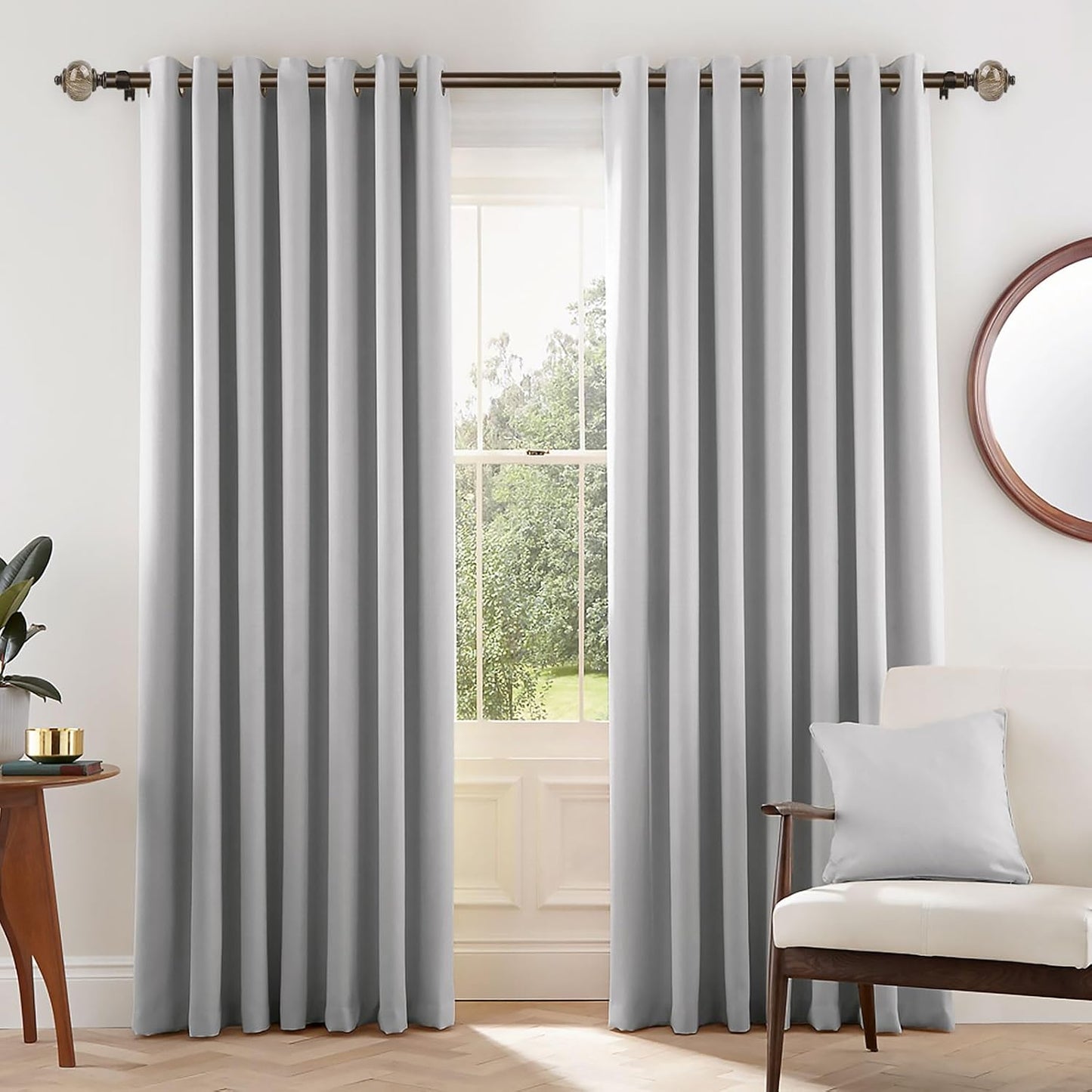 KAMANINA 1 Inch Curtain Rods 32 to 58 Inches (2.6-4.8ft), Antique Bronze Single Curtain Rod for Windows, Decorative Drapery Rod with Marble End