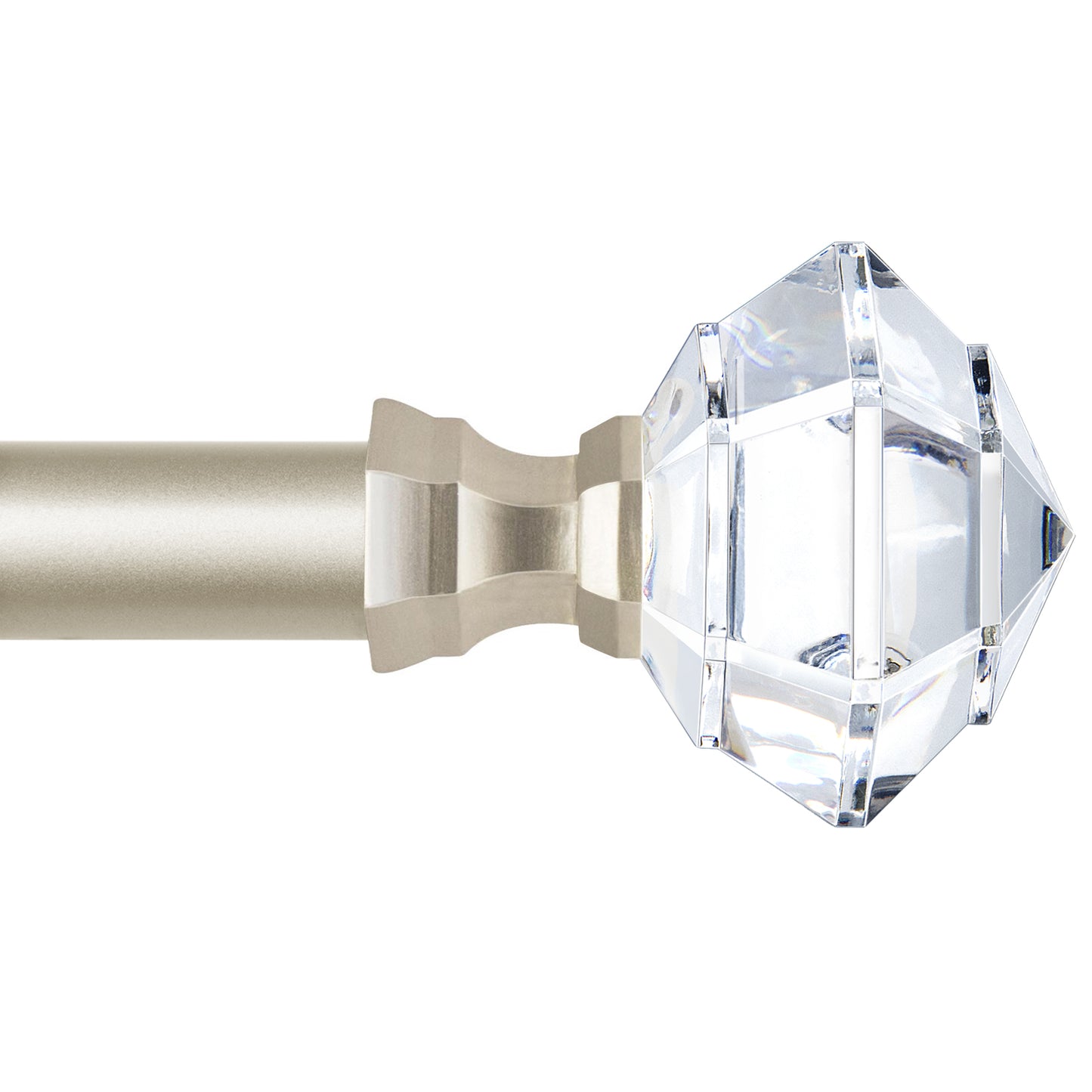 KAMANINA 3/4" Single Curtain Rod with Acrylic Diamond Finial
