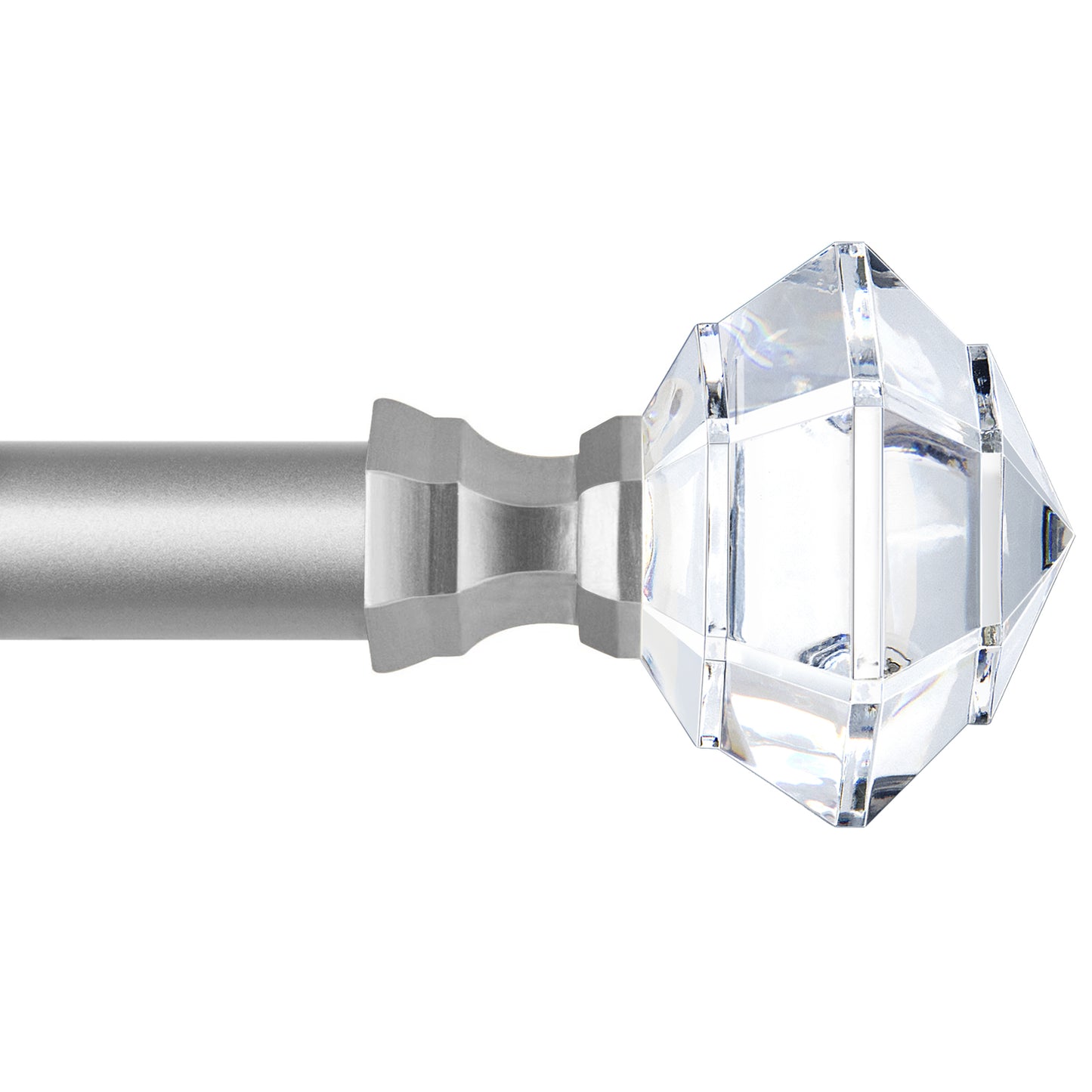 KAMANINA 3/4" Single Curtain Rod with Acrylic Diamond Finial