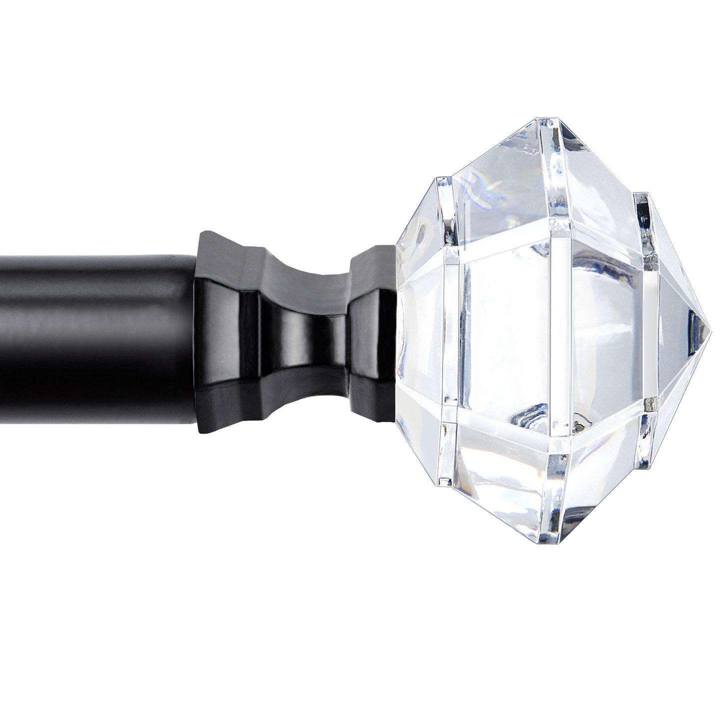 KAMANINA 3/4" Single Curtain Rod with Acrylic Diamond Finial