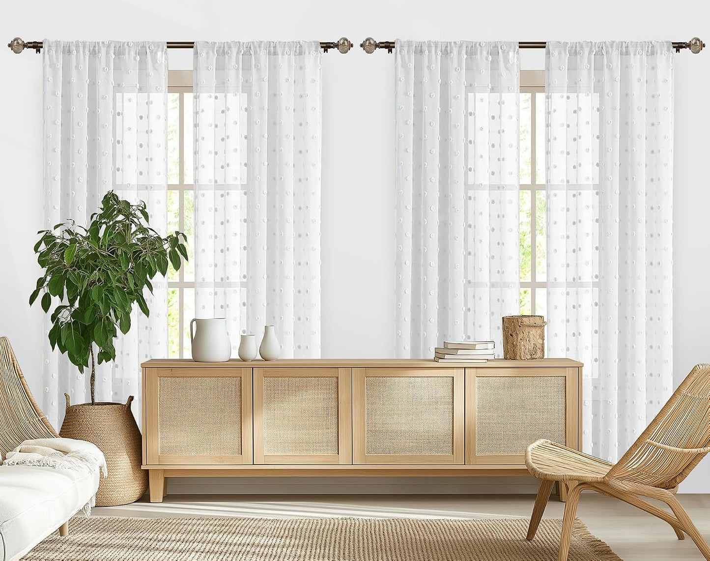 KAMANINA 2 Pack Curtain Rods 32 to 58 Inch, Bronze Drapery Rod, 1" Diameter